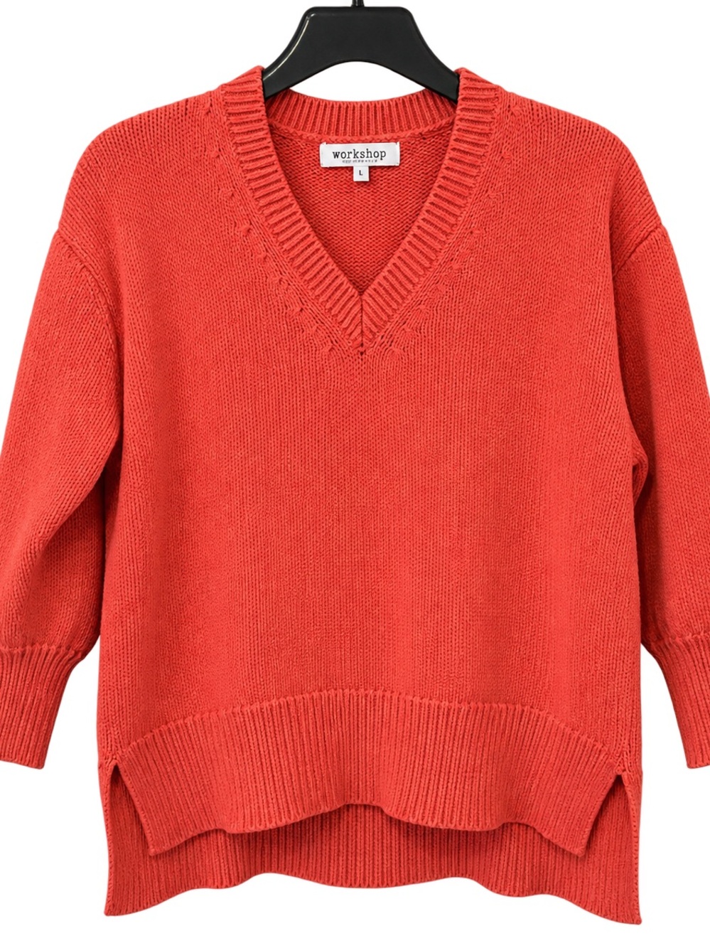 Workshop Republic 100% Cotton Terra Cotta V-Neck Sweater Medium - Picture 2 of 7